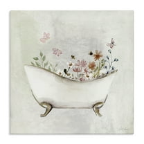 Stupell Industries Butterfly Floral Bath Typography Painting Gallery Wrapped Canvas Art Print Wall Art, 17 x 17