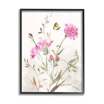 Stupell Industries Butterfly Floral Garden Carnations Graphic Art Black Framed Art Print Wall Art, Design by Nina Blue