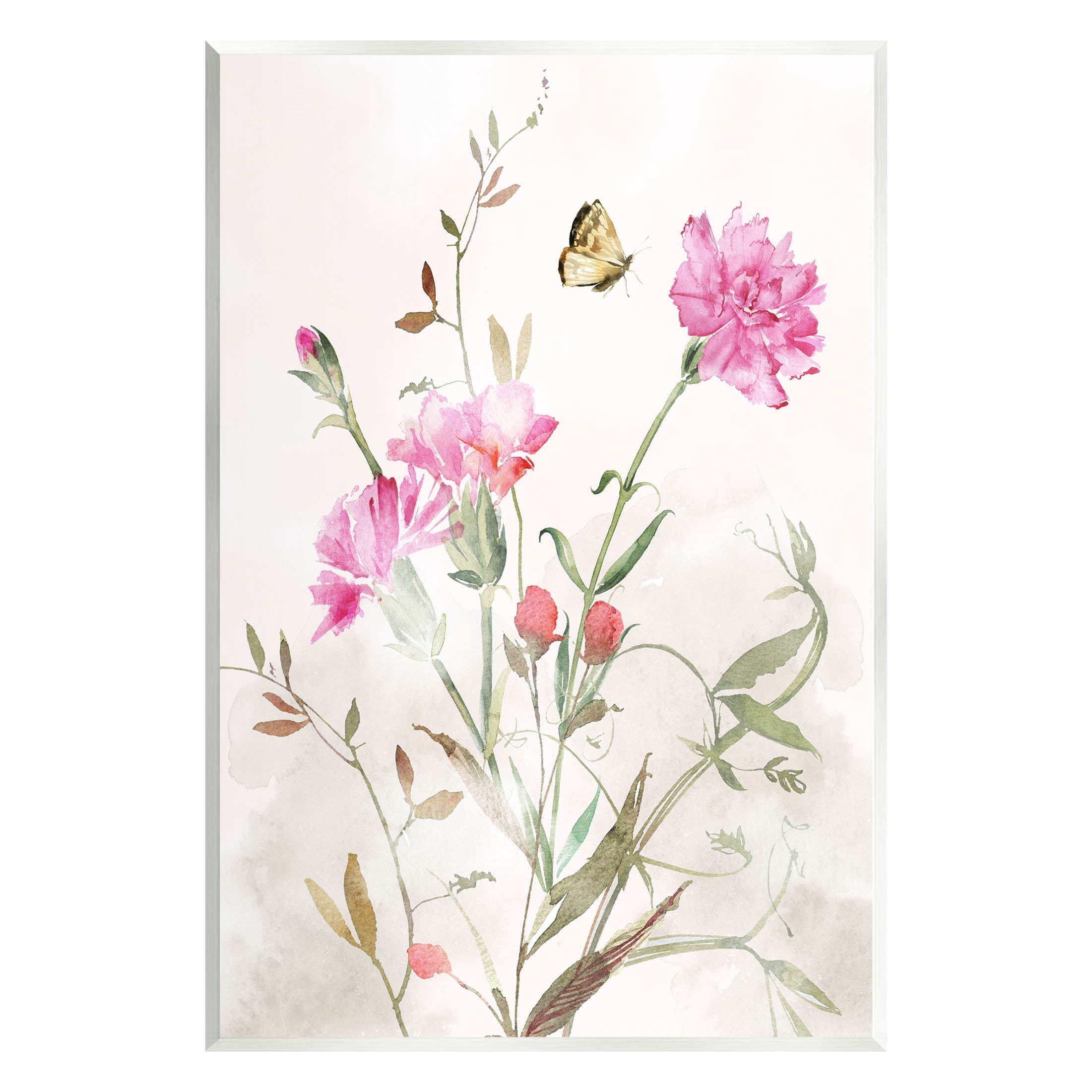 Stupell Industries Butterfly Floral Garden Carnations Graphic Art Unframed Art Print Wall Art, Design by Nina Blue
