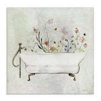 Stupell Industries Butterfly Floral Tub Typography Painting Gallery Wrapped Canvas Art Print Wall Art, 17 x 17