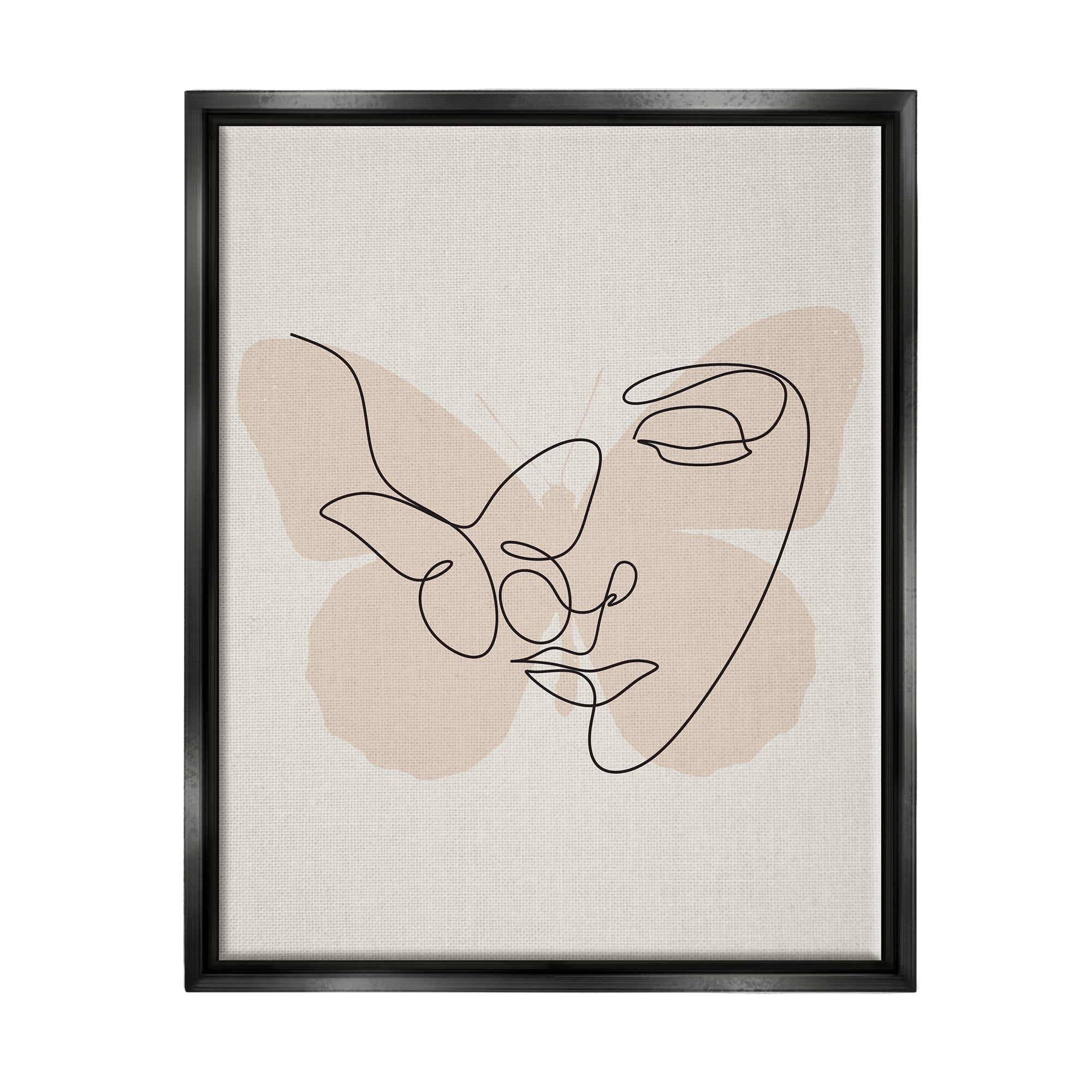 Stupell Industries Butterfly Girl Face Doodle Abstract Painting Black Floater Framed Art Print Wall Art