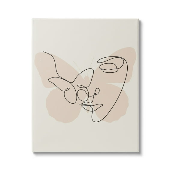 Stupell Industries Butterfly Girl Face Doodle Abstract Painting Gallery Wrapped Canvas Print Wall Art