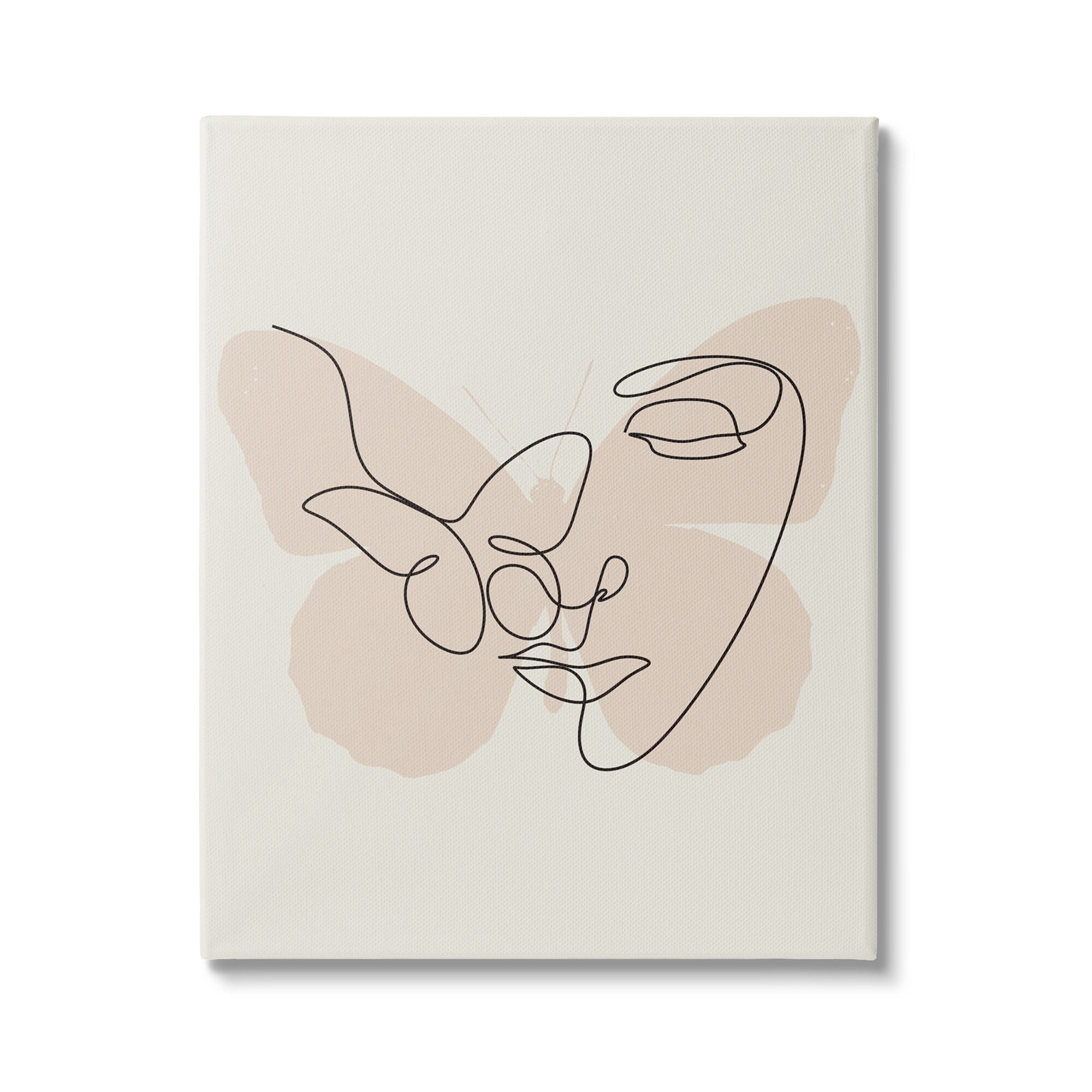 Stupell Industries Butterfly Girl Face Doodle Abstract Painting Gallery Wrapped Canvas Print Wall Art