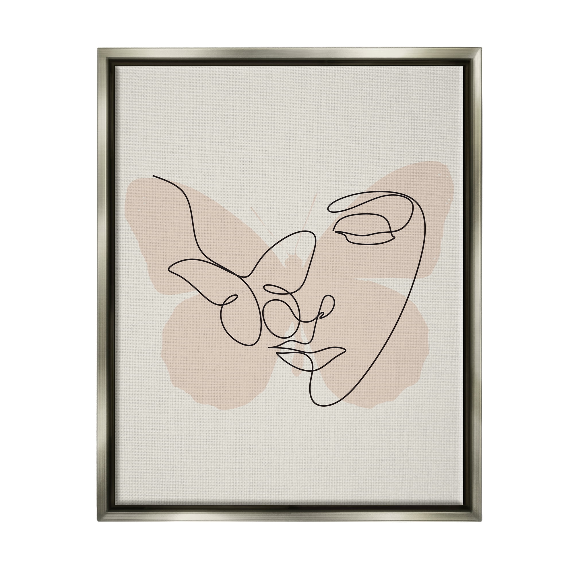 Stupell Industries Butterfly Girl Face Doodle Abstract Painting Gray Floater Framed Art Print Wall Art