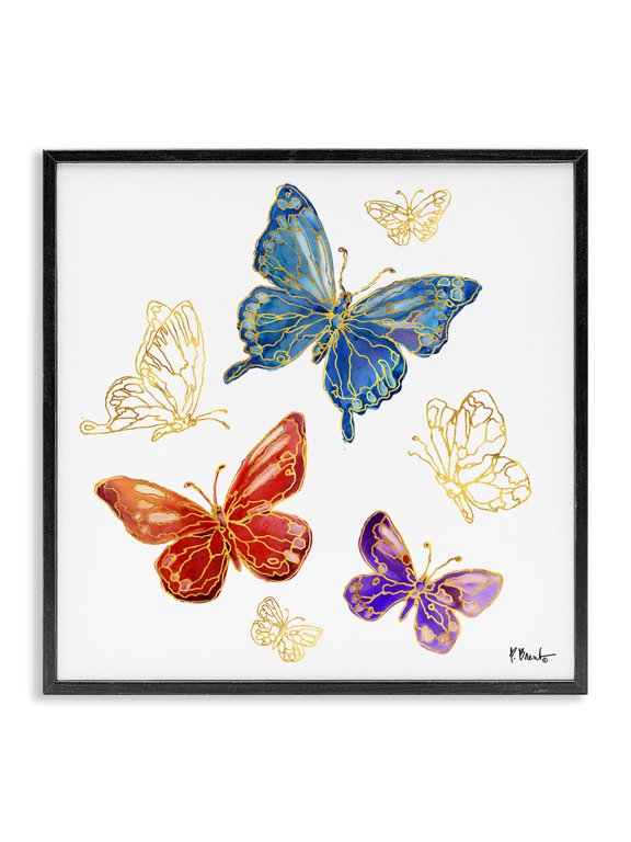Industries Glam Butterfly Glam Detail Black Framed Giclee Art, 12 x 12, by Paul Brent