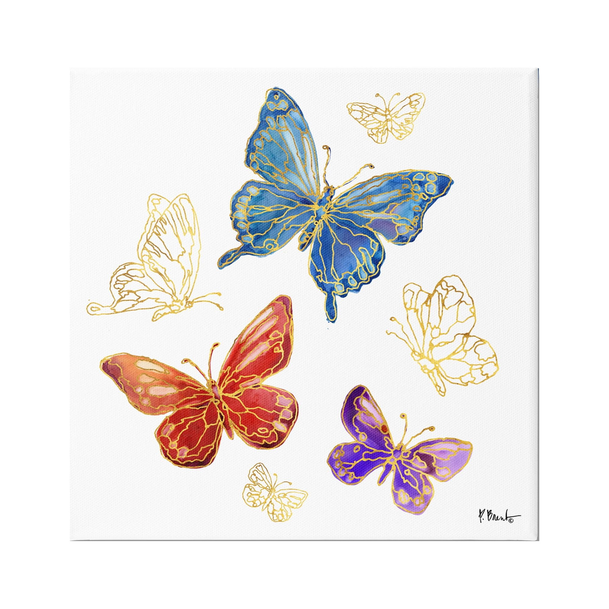 Stupell Industries Butterfly Glam Detail Animals & Insects Painting Gallery Wrapped Canvas Art Print Wall Art, 30 x 30
