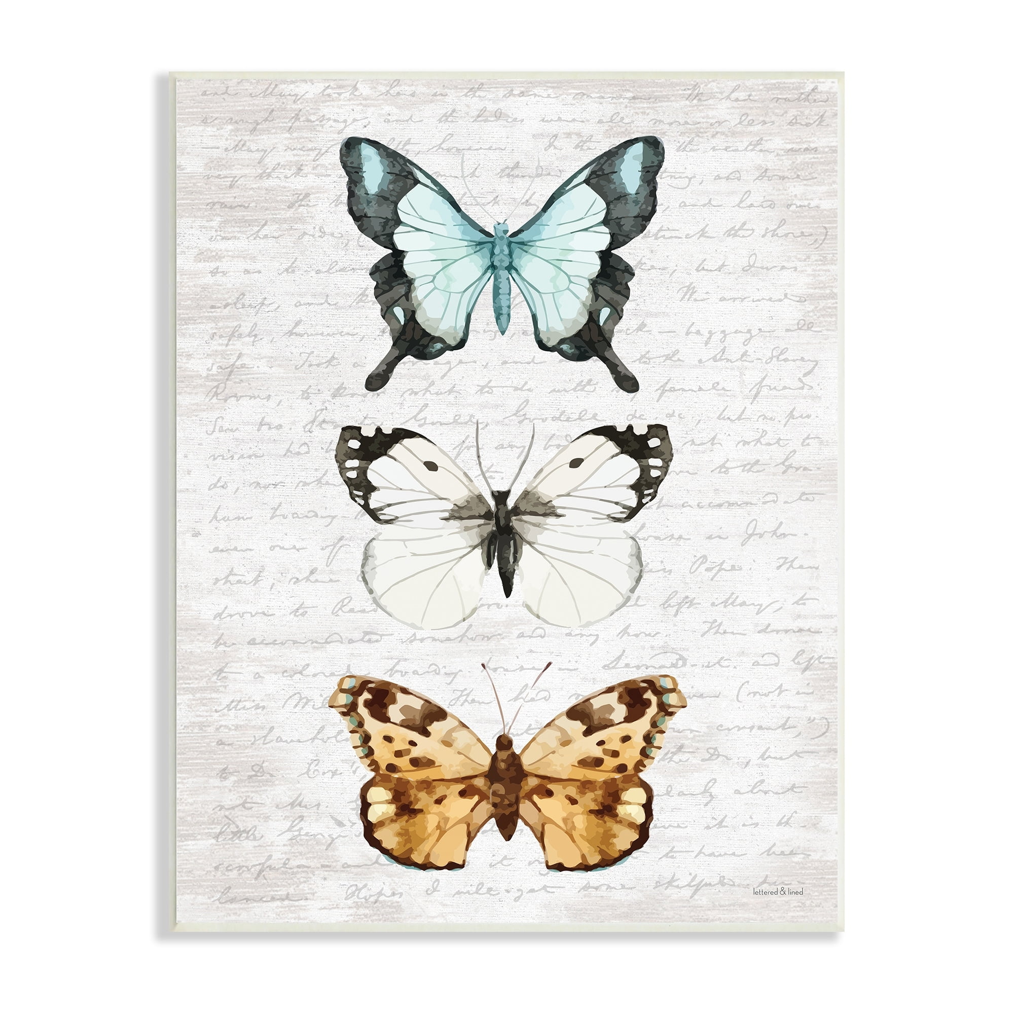 Stupell Industries Butterfly Insect Collection Vintage Scripture Text Pattern,10 x 15, Design by Lettered and Lined