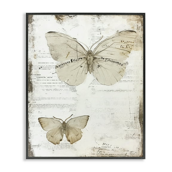 Stupell Industries Butterfly Journal Collage Animals Painting Black Framed Art Print Wall Art, 11 x 14
