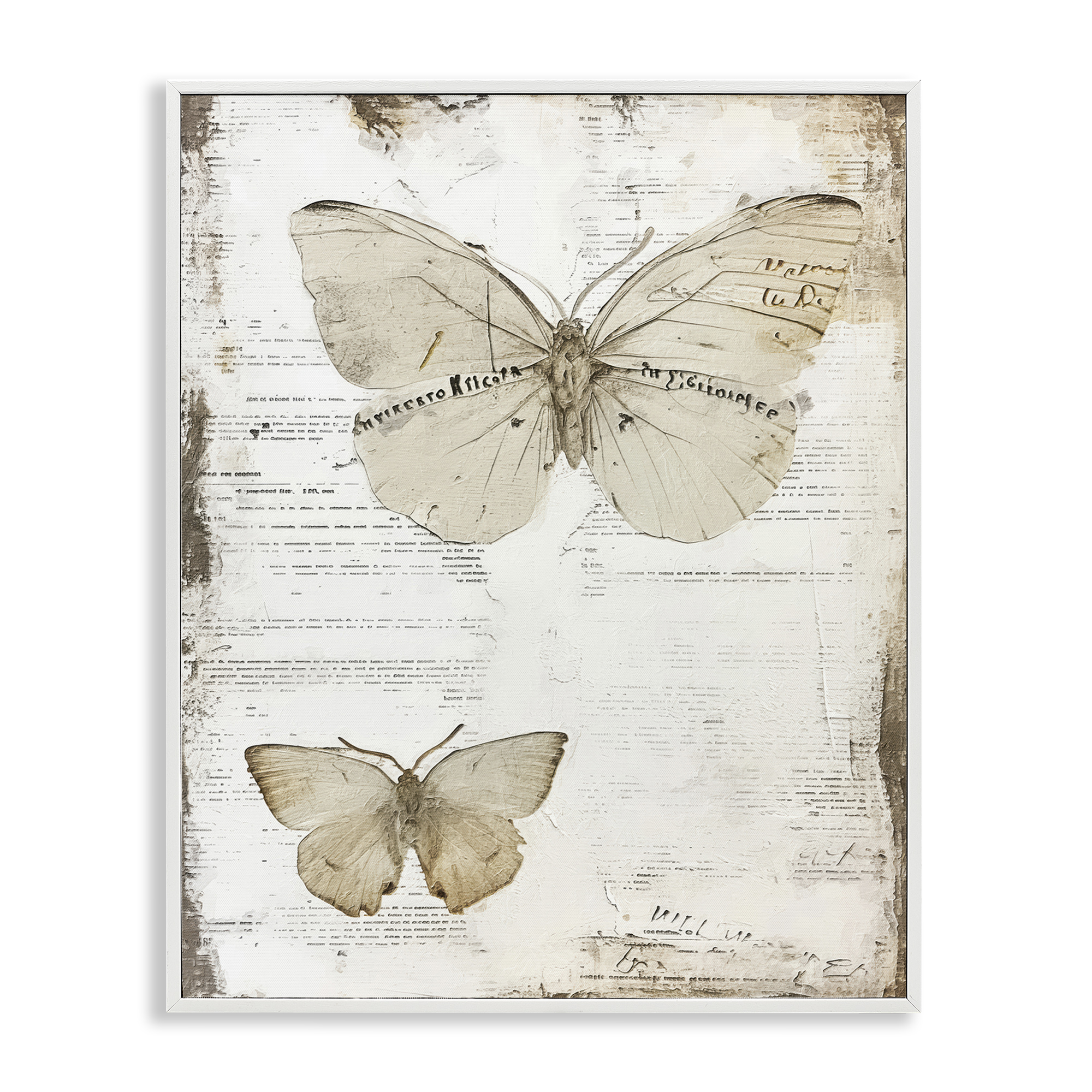 Stupell Industries Butterfly Journal Collage Animals Painting White Framed Art Print Wall Art, 24 x 30