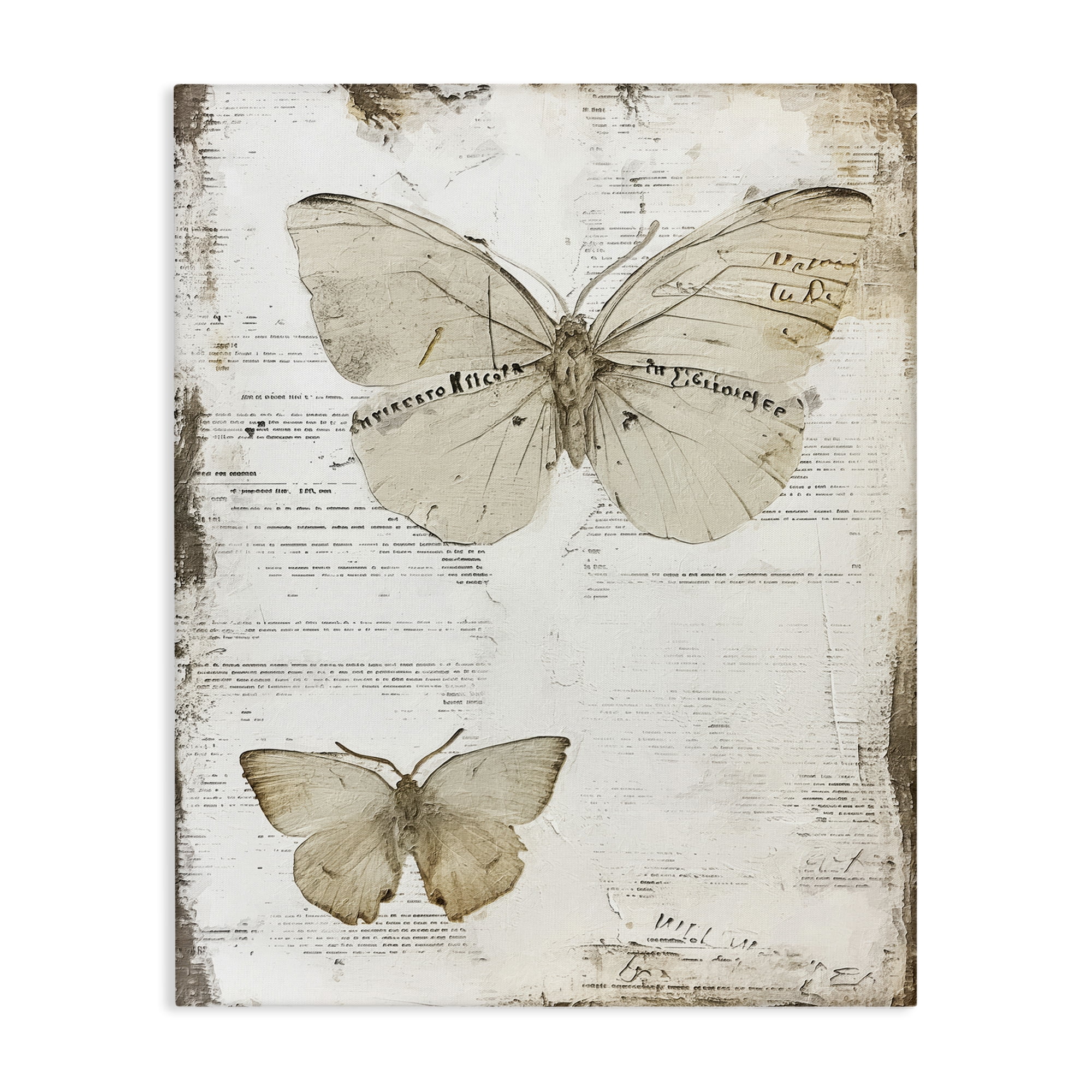Stupell Industries Butterfly Journal Collage Animals Painting Wrapped Canvas Art Print Wall Art, 36 x 48