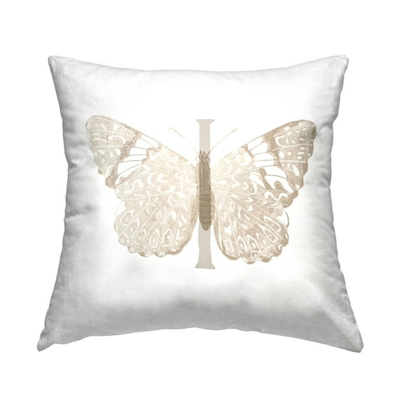 Stupell Industries Butterfly Letter I Square Decorative Printed Throw Pillow, 18 x 18
