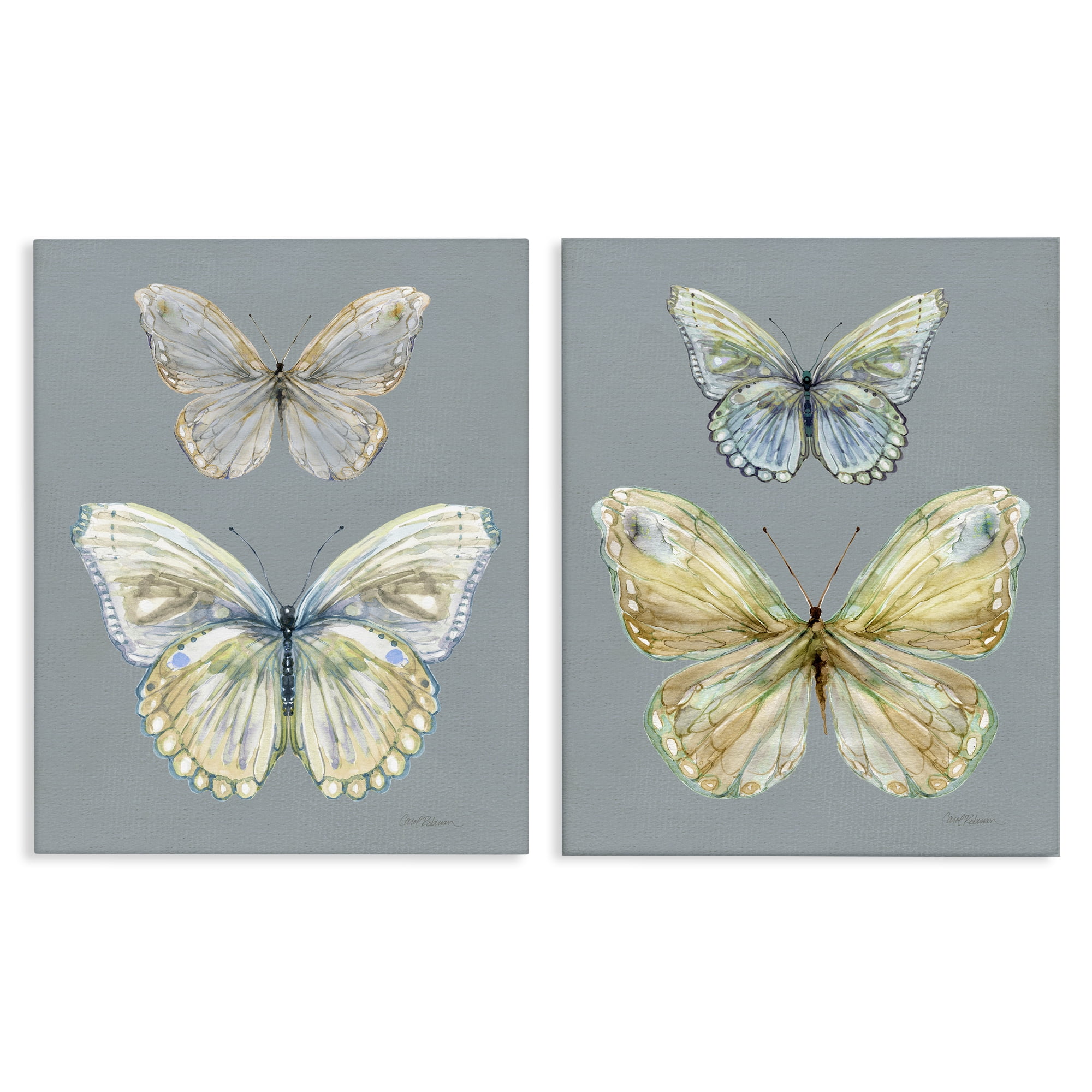 Stupell Industries Butterfly Pairs over Slate 2 Piece Canvas Wall Art Set, design by Carol Robinson