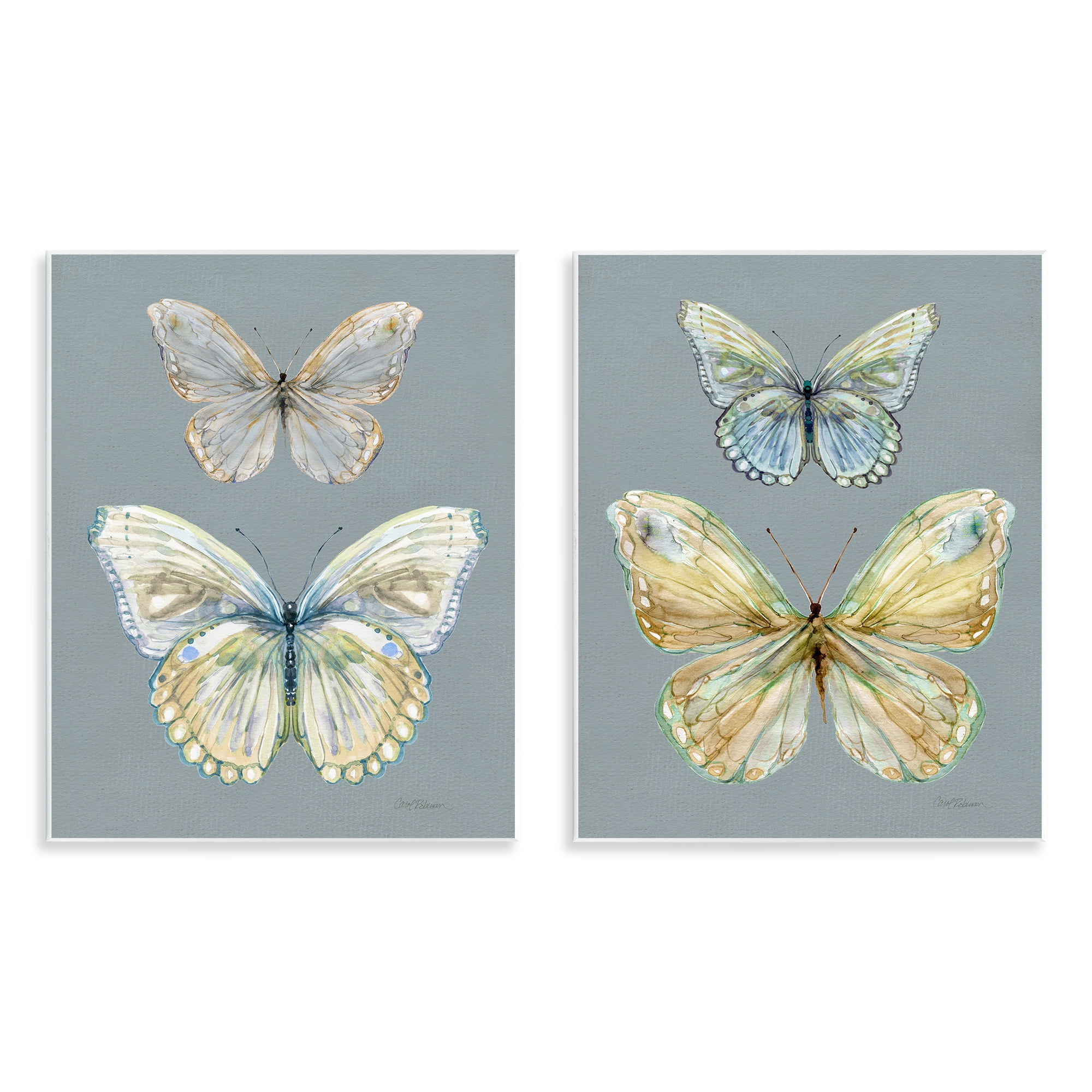 Stupell Industries Butterfly Pairs over Slate 2 Piece Wall Plaque Art Set, design by Carol Robinson