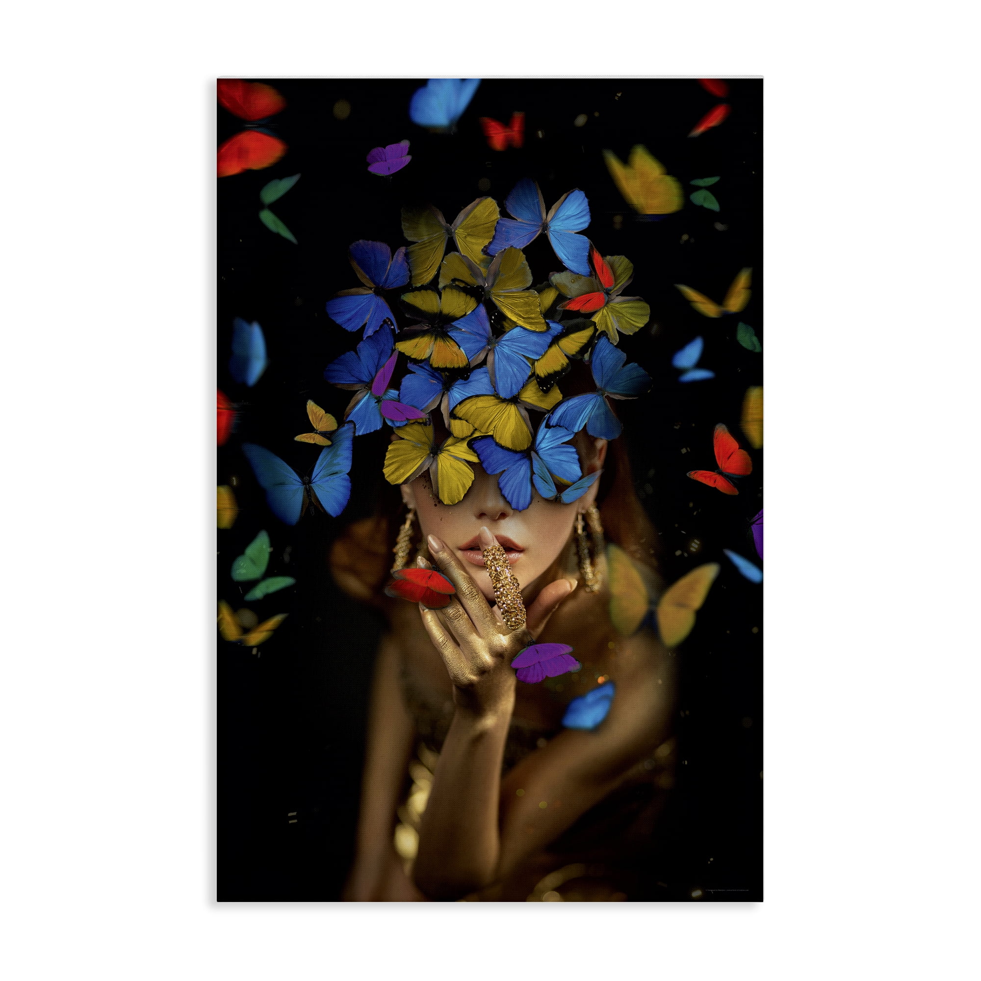 Stupell Industries Butterfly Swathed Woman Animals Painting Wrapped Canvas Art Print Wall Art, 20 x 30