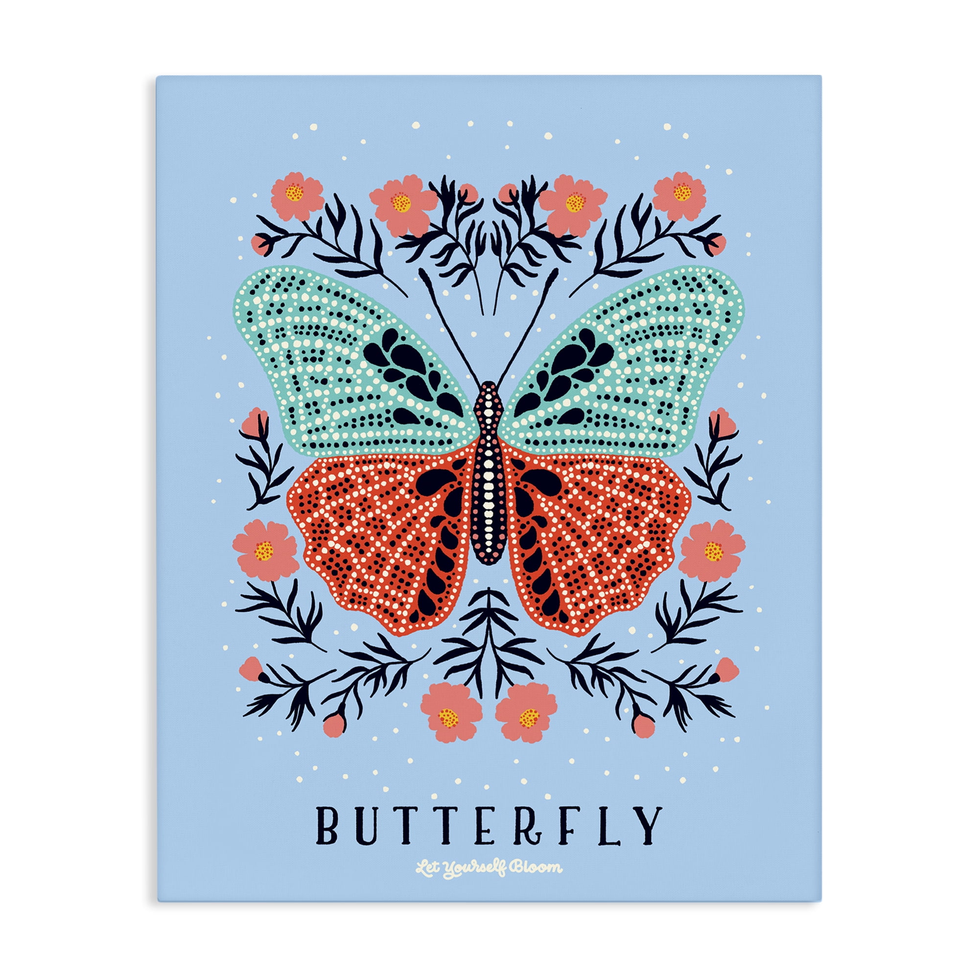 Stupell Industries Butterfly Symmetry on Blue Canvas Wall Art, design by Indira Prieto | IndySign