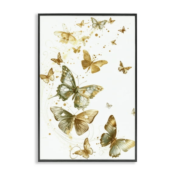 Stupell Industries Butterfly Trail with Speckles Insects Painting Black Framed Art Print Wall Art, 12 x 18
