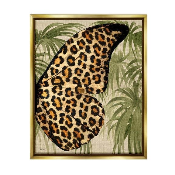 Stupell Industries Butterfly Wing with Pattern Animals & Insects Painting Gold Floater Framed Canvas Art Print Wall Art, 17 x 21