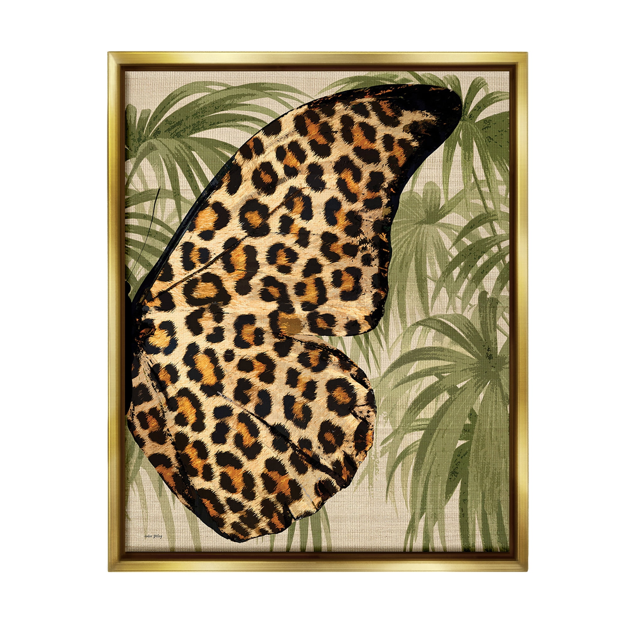 Stupell Industries Butterfly Wing with Pattern Animals & Insects Painting Gold Floater Framed Canvas Art Print Wall Art, 25 x 31