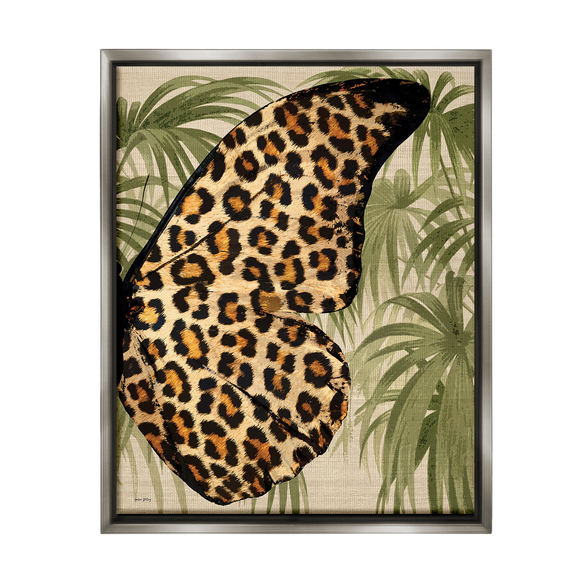 Stupell Industries Butterfly Wing with Pattern Animals & Insects Painting Gray Floater Framed Canvas Art Print Wall Art, 25 x 31