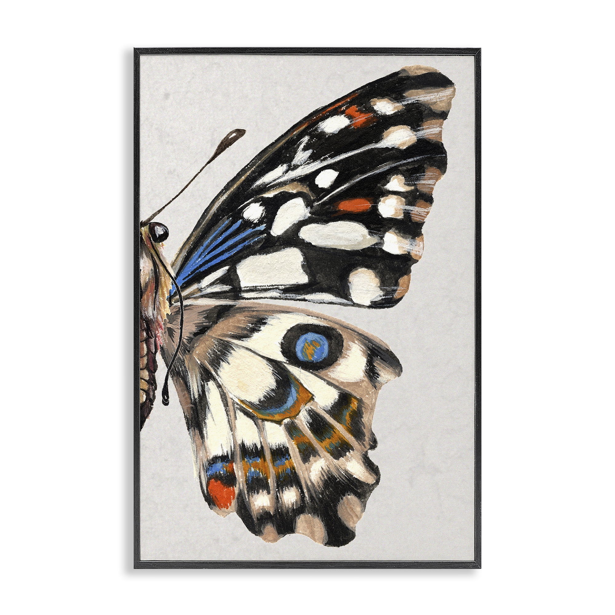 Stupell Industries Butterfly Wing with Spots Animals & Insects Painting Black Framed Art Print Wall Art, 12 x 18