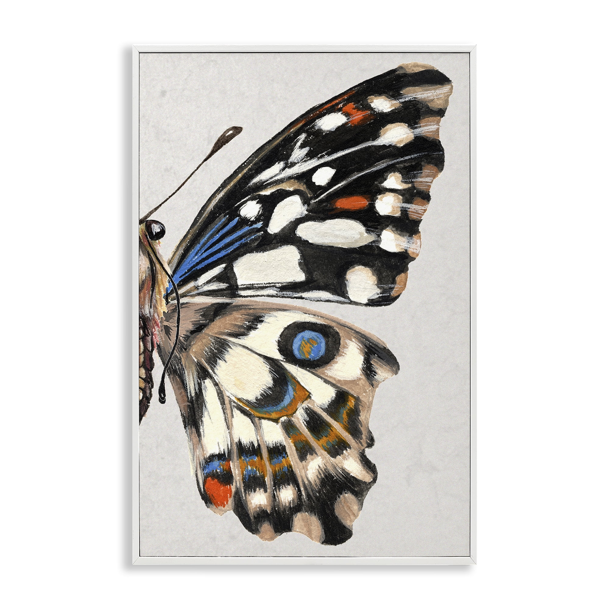 Stupell Industries Butterfly Wing with Spots Animals & Insects Painting White Framed Art Print Wall Art, 20 x 30