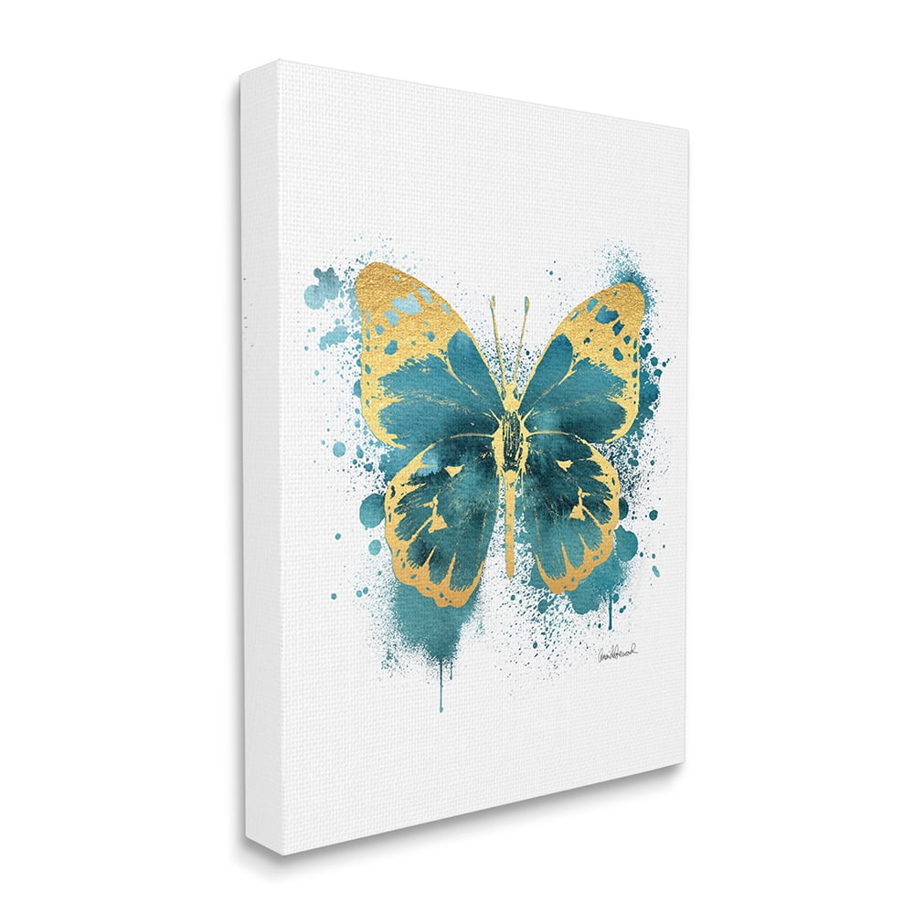 Stupell Industries Butterfly Wings Abstract Blue Watercolor Painting Canvas Wall Art by Amanda Greenwood