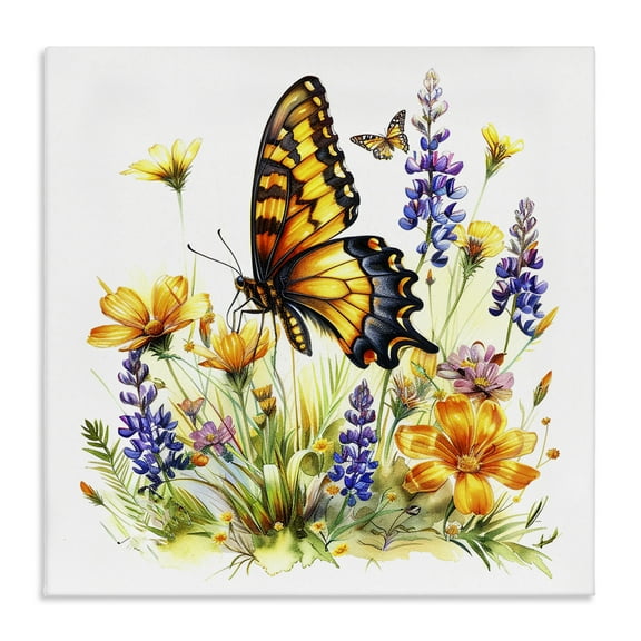 Stupell Industries Butterfly Wings Garden Insects Painting Wrapped Canvas Art Print Wall Art, 24 x 24