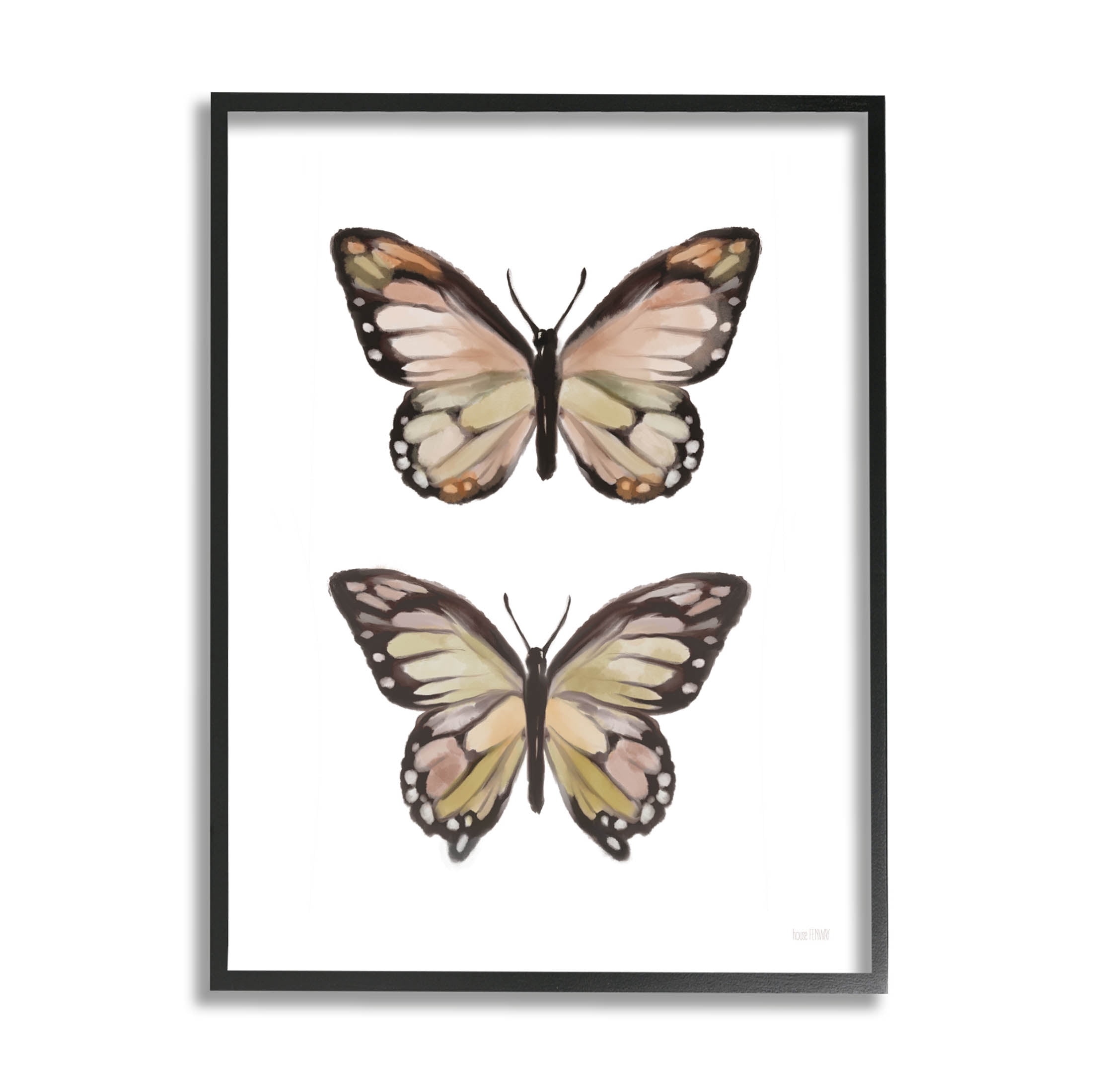 Stupell Industries Butterfly Wings Insect Portrait Graphic Art Black Framed Art Print Wall Art, Design by House Fenway