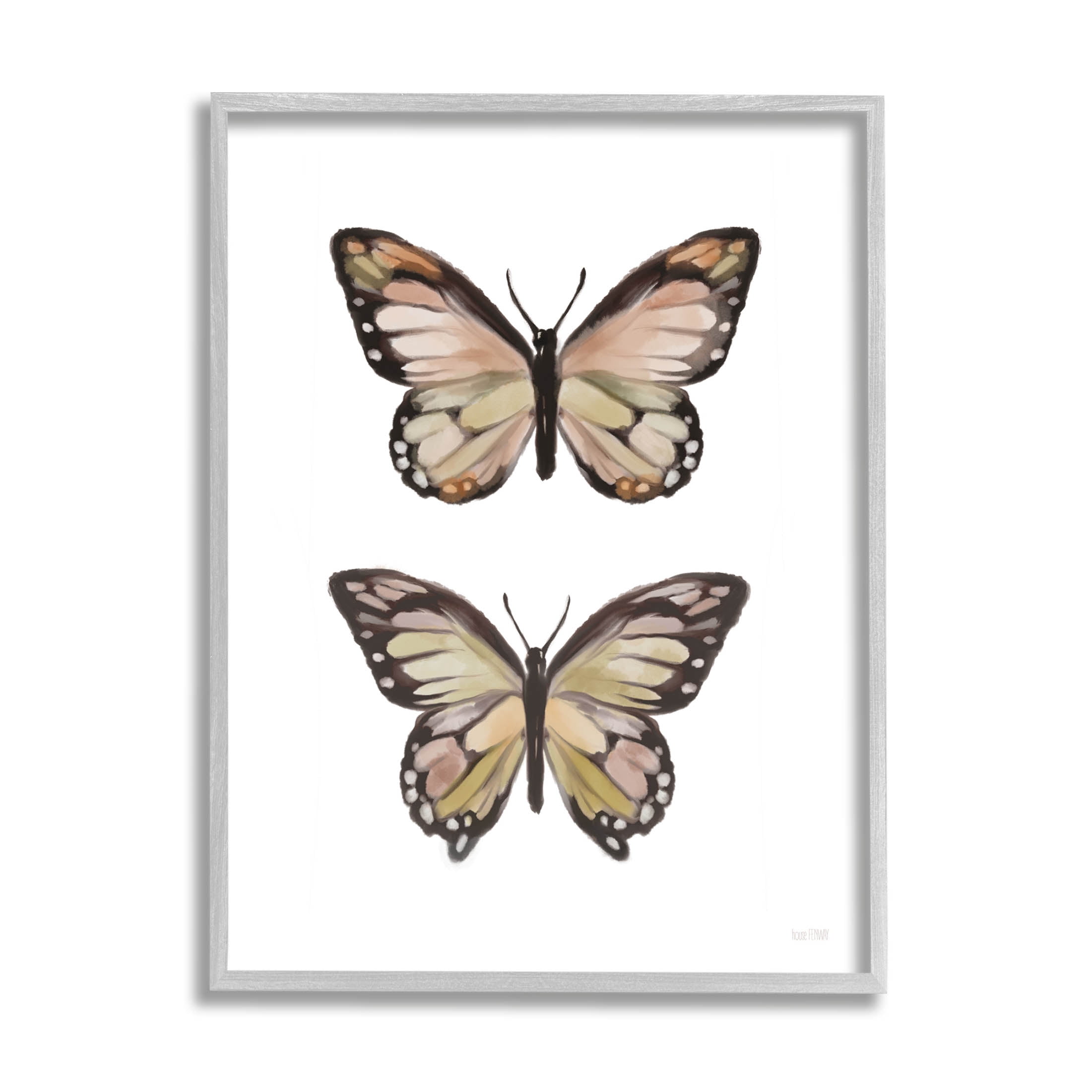 Stupell Industries Butterfly Wings Insect Portrait Graphic Art Gray Framed Art Print Wall Art, Design by House Fenway