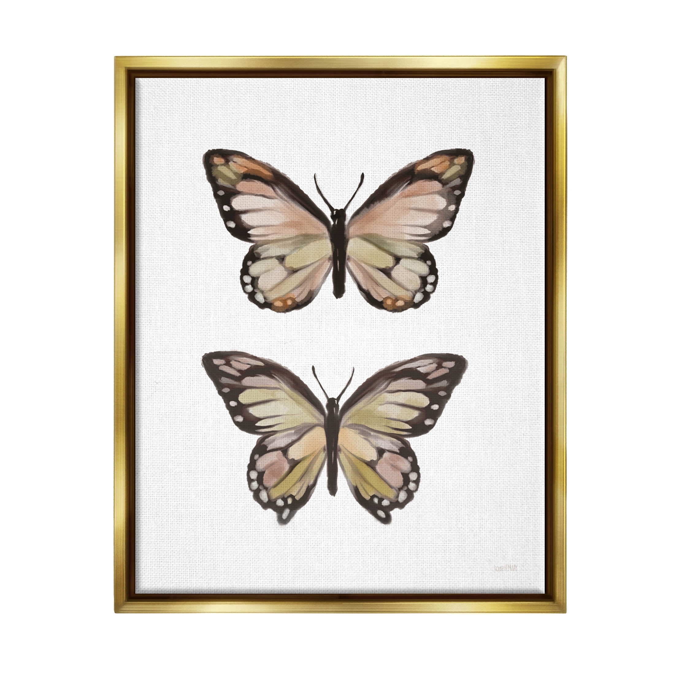 Stupell Industries Butterfly Wings Insect Portrait Graphic Art Metallic Gold Floating Framed Canvas Print Wall Art, Design by House Fenway