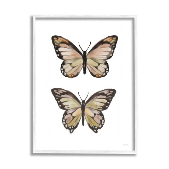 Stupell Industries Butterfly Wings Insect Portrait Graphic Art White Framed Art Print Wall Art, Design by House Fenway
