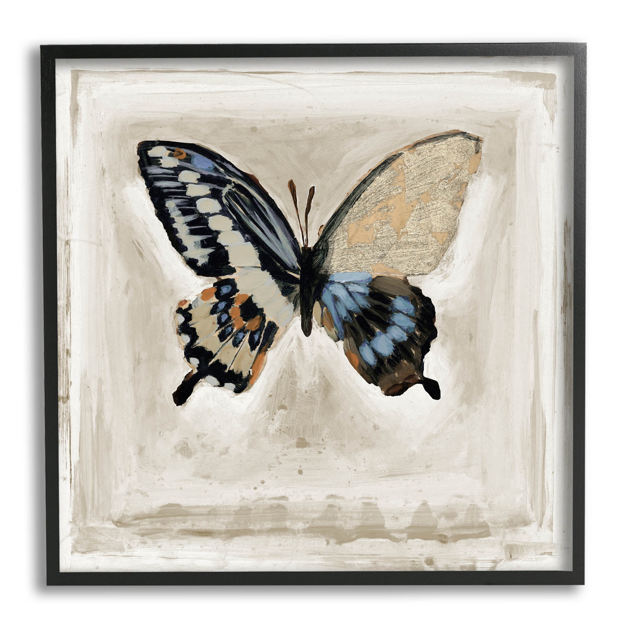 Stupell Industries Butterfly Wings Square Border Painting Black Framed Art Print Wall Art, Design by Stacy D'Aguiar