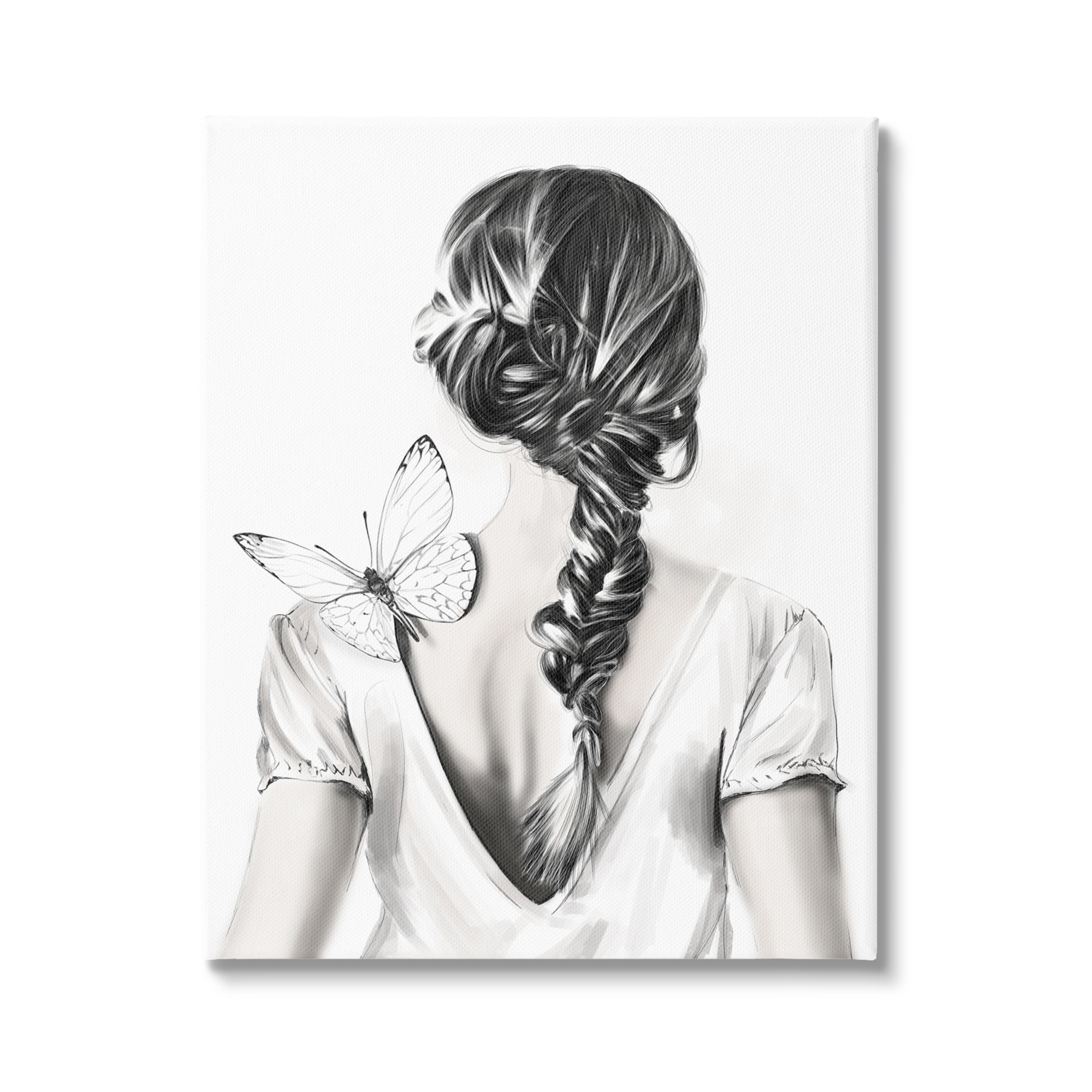 Stupell Industries Butterfly on Girl's Back Animals & Insects Painting Gallery Wrapped Canvas Print Wall Art, 30 x 40