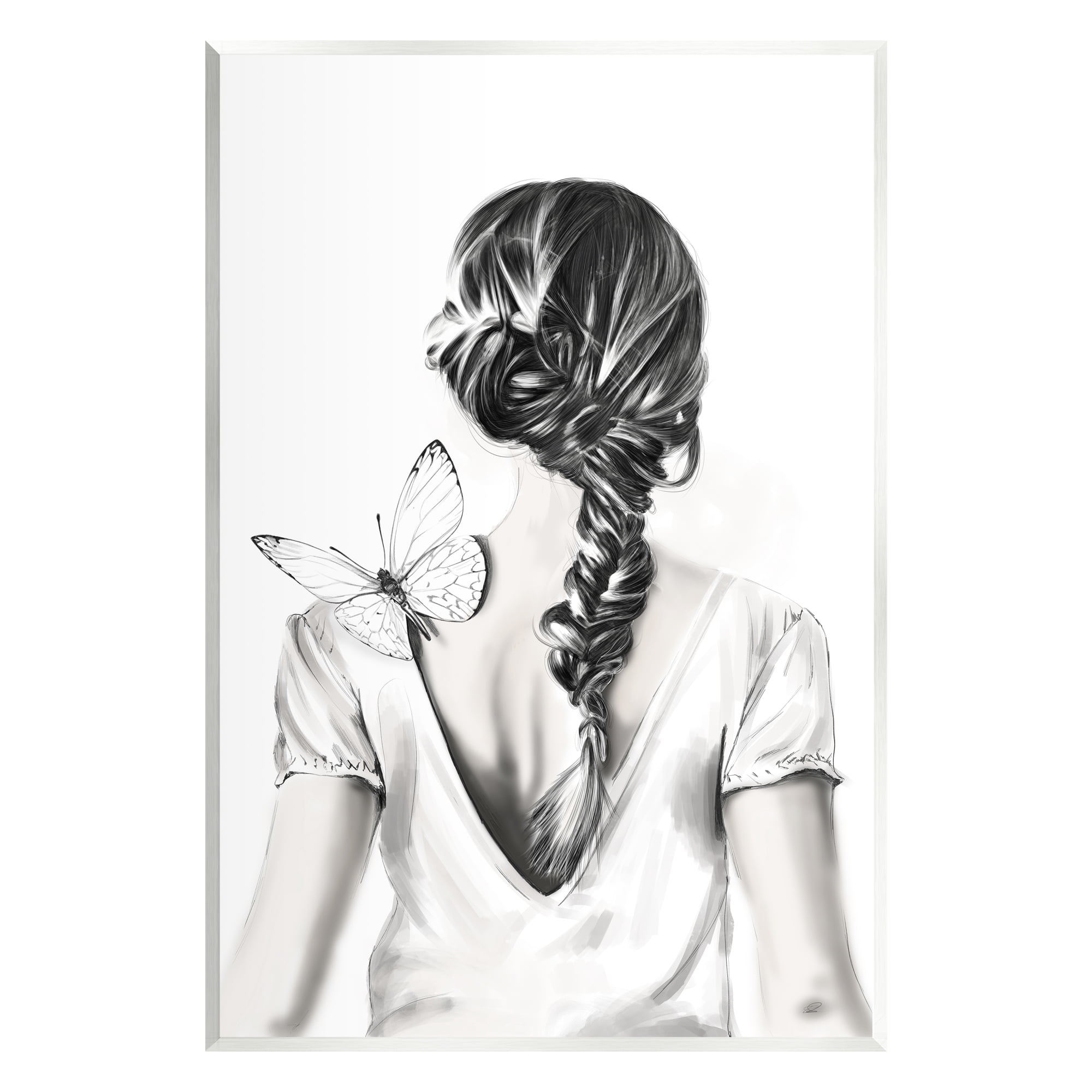Stupell Industries Butterfly on Girl's Back Animals & Insects Painting Unframed Art Print Wall Art, 13 x 19