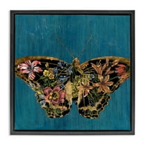 Stupell Industries Butterfly with Floral Wings Animals & Insects Painting Black Floater Framed Canvas Art Print Wall Art, 18 x 18