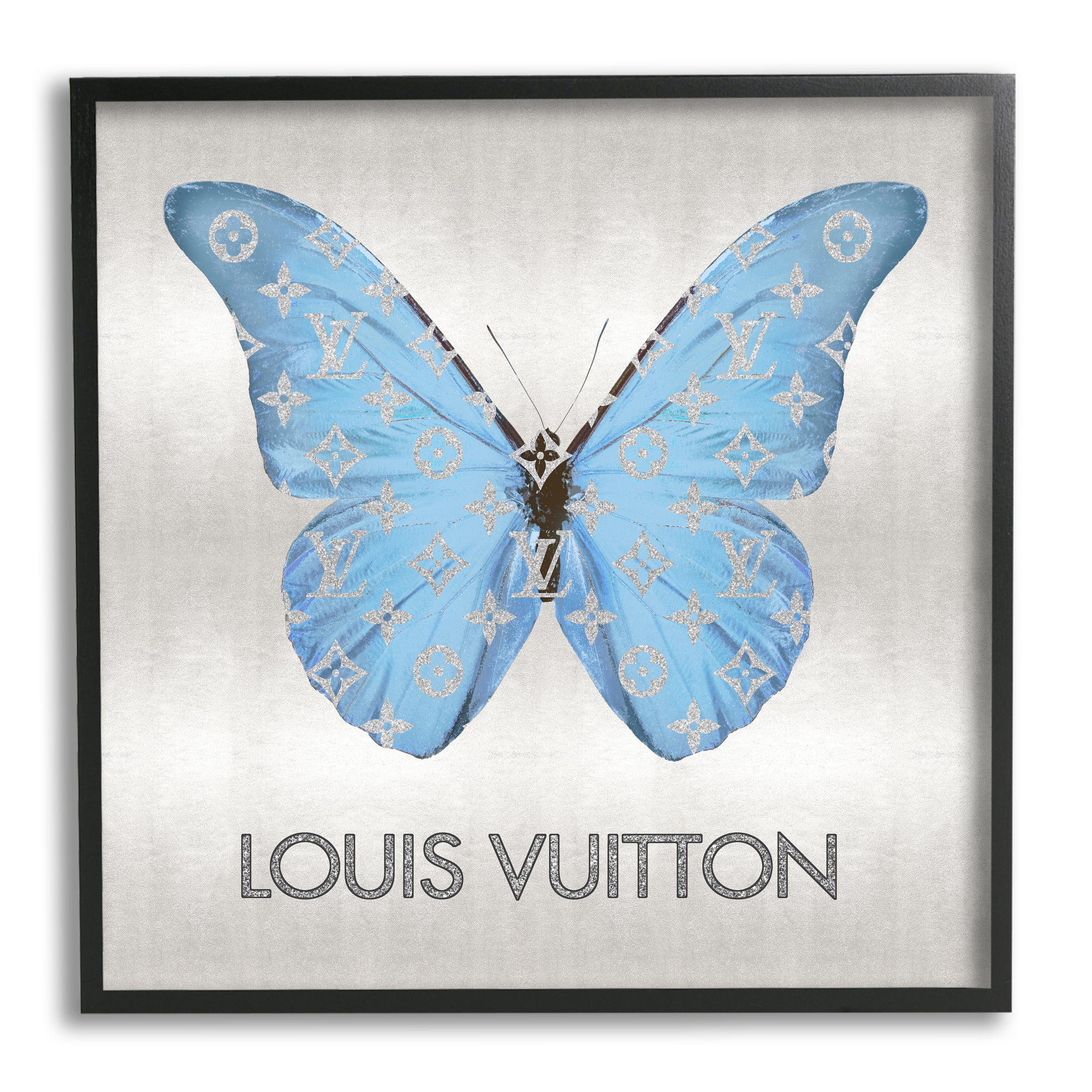 Stupell Industries Butterfly with Glam Pattern Animals & Insects Painting Black Framed Art Print Wall Art, 17 x 17