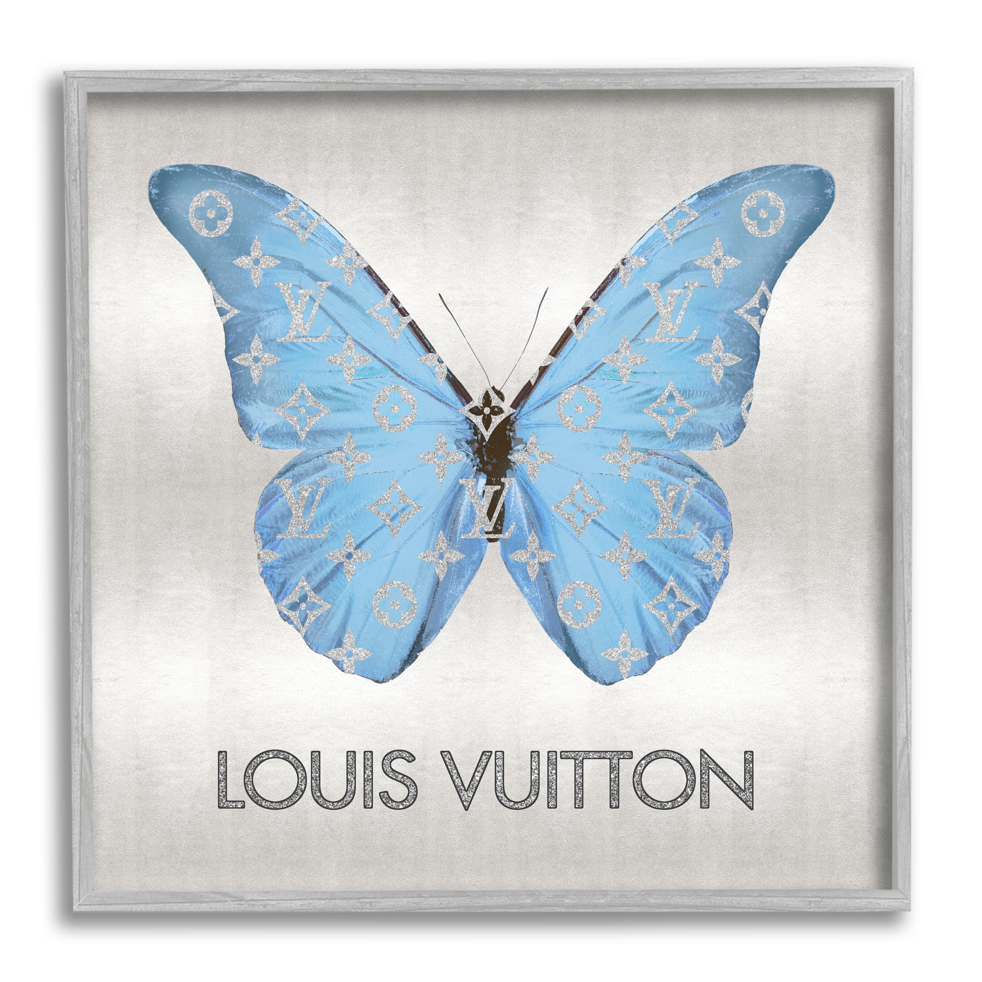 Stupell Industries Butterfly with Glam Pattern Animals & Insects Painting Gray Framed Art Print Wall Art, 24 x 24