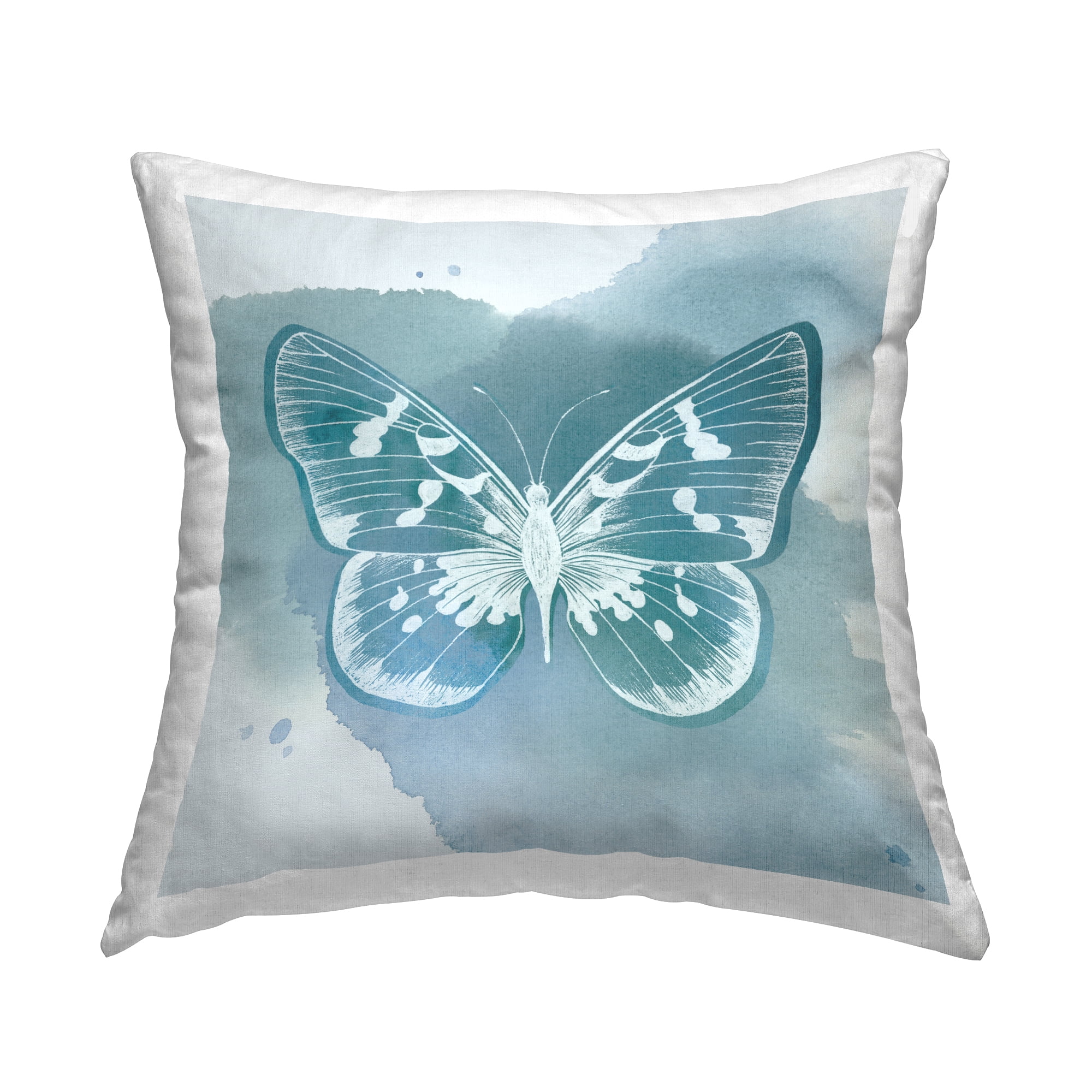 Stupell Industries Butterfly with Modern Splash Square Decorative Printed Throw Pillow, 18 x 18