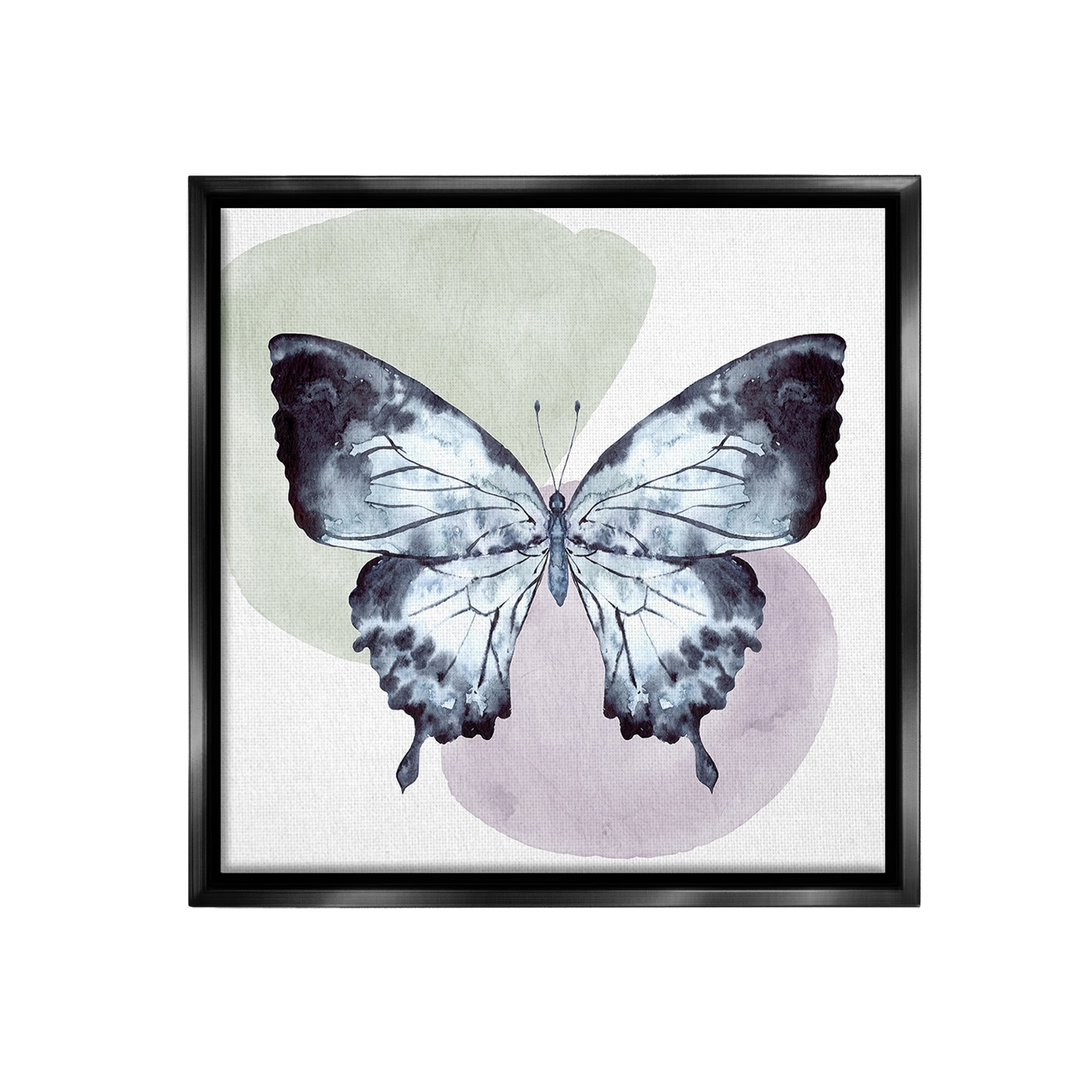Stupell Industries Butterfly with Subtle Shapes Animals & Insects Painting Black Floater Framed Canvas Art Print Wall Art, 18 x 18