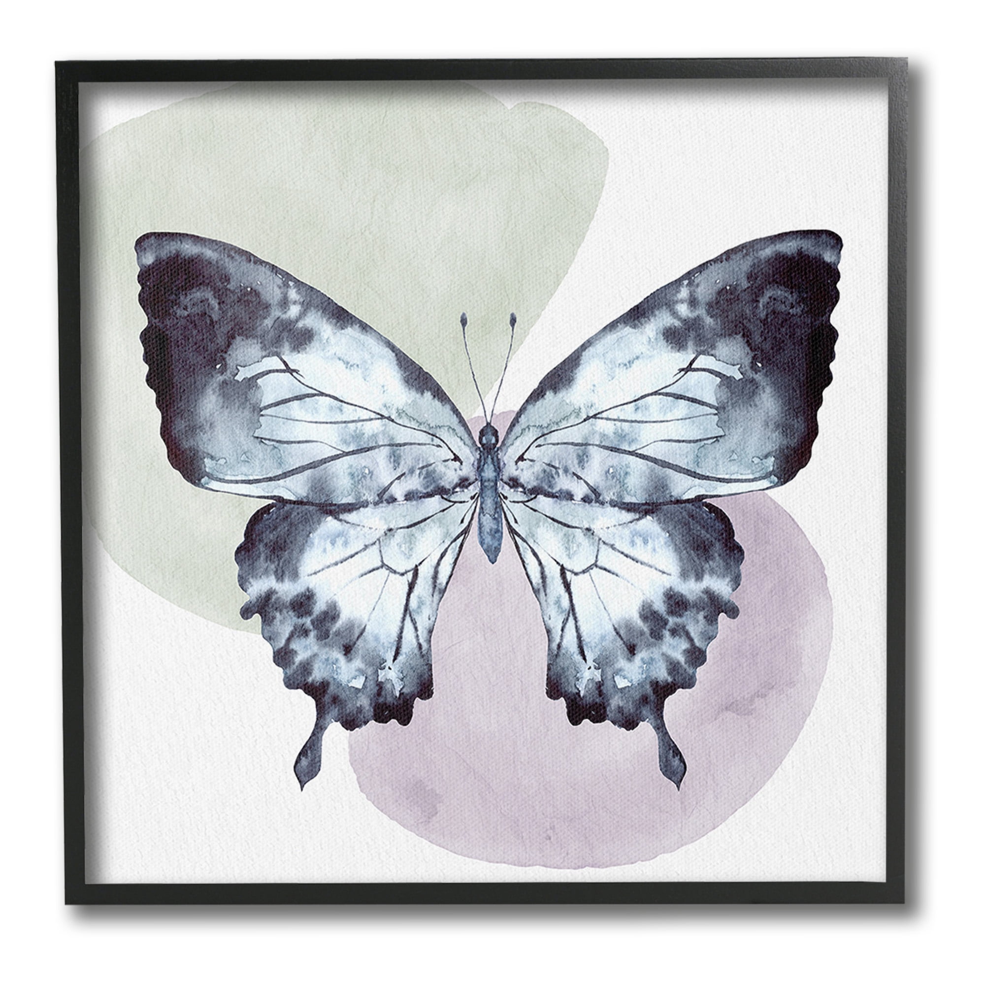 Stupell Industries Butterfly with Subtle Shapes Animals & Insects Painting Black Framed Art Print Wall Art, 17 x 17