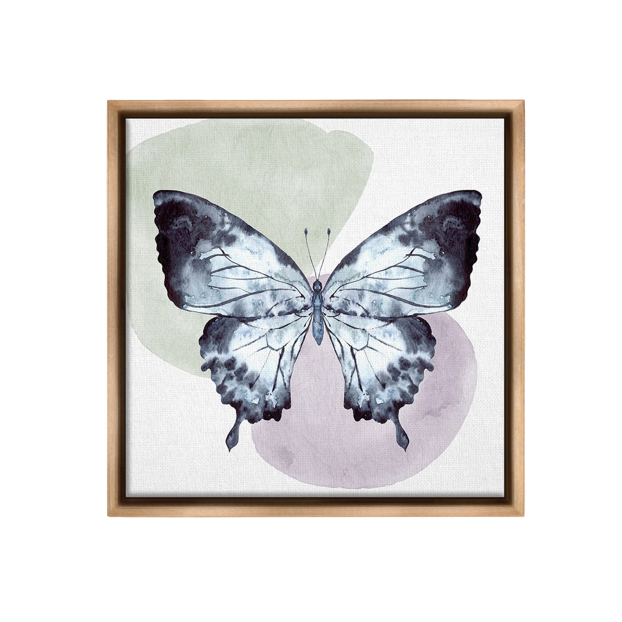 Stupell Industries Butterfly with Subtle Shapes Animals & Insects Painting Brown Floater Framed Canvas Art Print Wall Art, 18 x 18