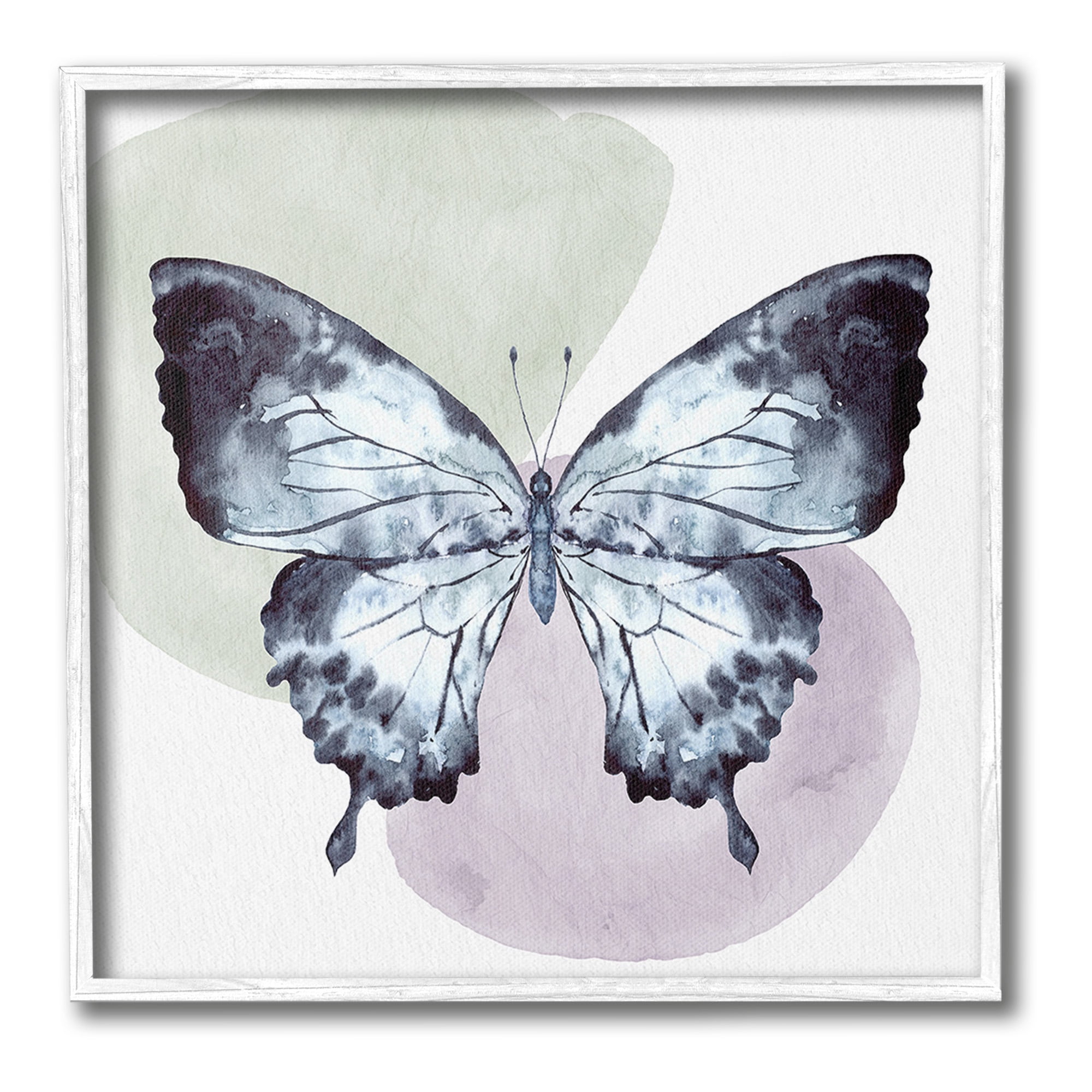 Stupell Industries Butterfly with Subtle Shapes Animals & Insects Painting White Framed Art Print Wall Art, 17 x 17