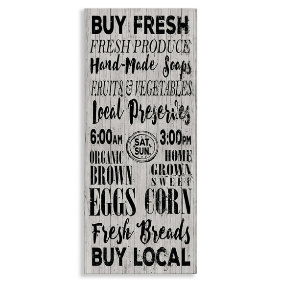 Stupell Industries Buy Farm Fresh Typography Painting Gallery Wrapped Canvas Art Print Wall Art, 10 x 24