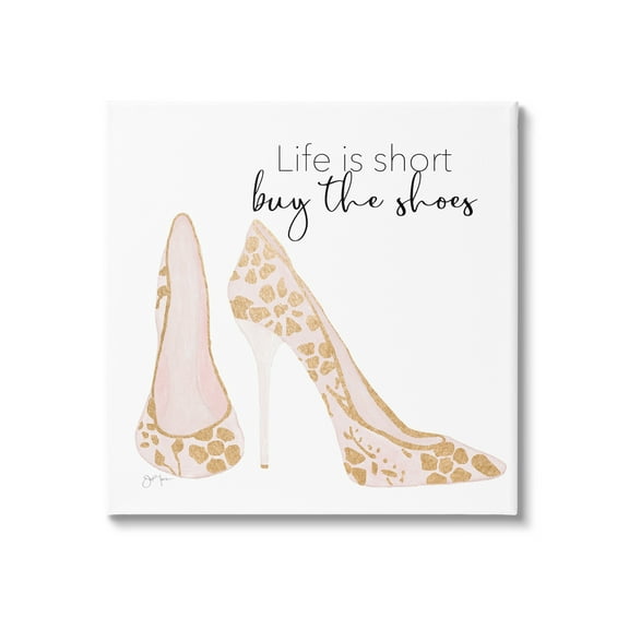 Stupell Industries Buy The Shoes Motivational Floral Heel Pattern Graphic Art Gallery Wrapped Canvas Print Wall Art, Design by Tava Studios
