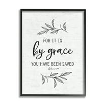 Stupell Industries By Grace Spiritual Verse Phrase Leaf Sprigs Graphic Art Black Framed Art Print Wall Art, Design by Lettered and Lined