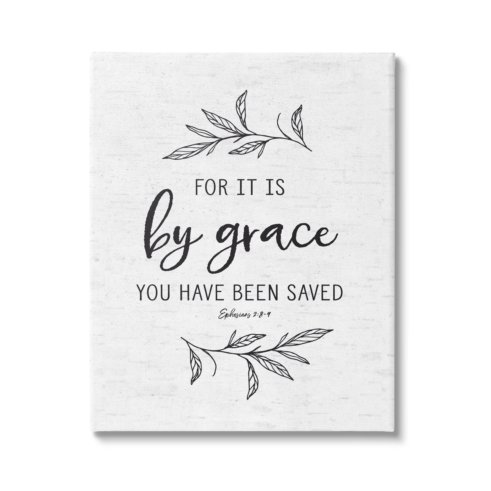 Stupell Industries By Grace Spiritual Verse Phrase Leaf Sprigs Graphic Art Gallery Wrapped Canvas Print Wall Art, Design by Lettered and Lined
