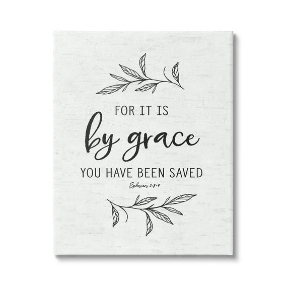 Stupell Industries By Grace Spiritual Verse Phrase Leaf Sprigs Graphic Art Gallery Wrapped Canvas Print Wall Art, Design by Lettered and Lined