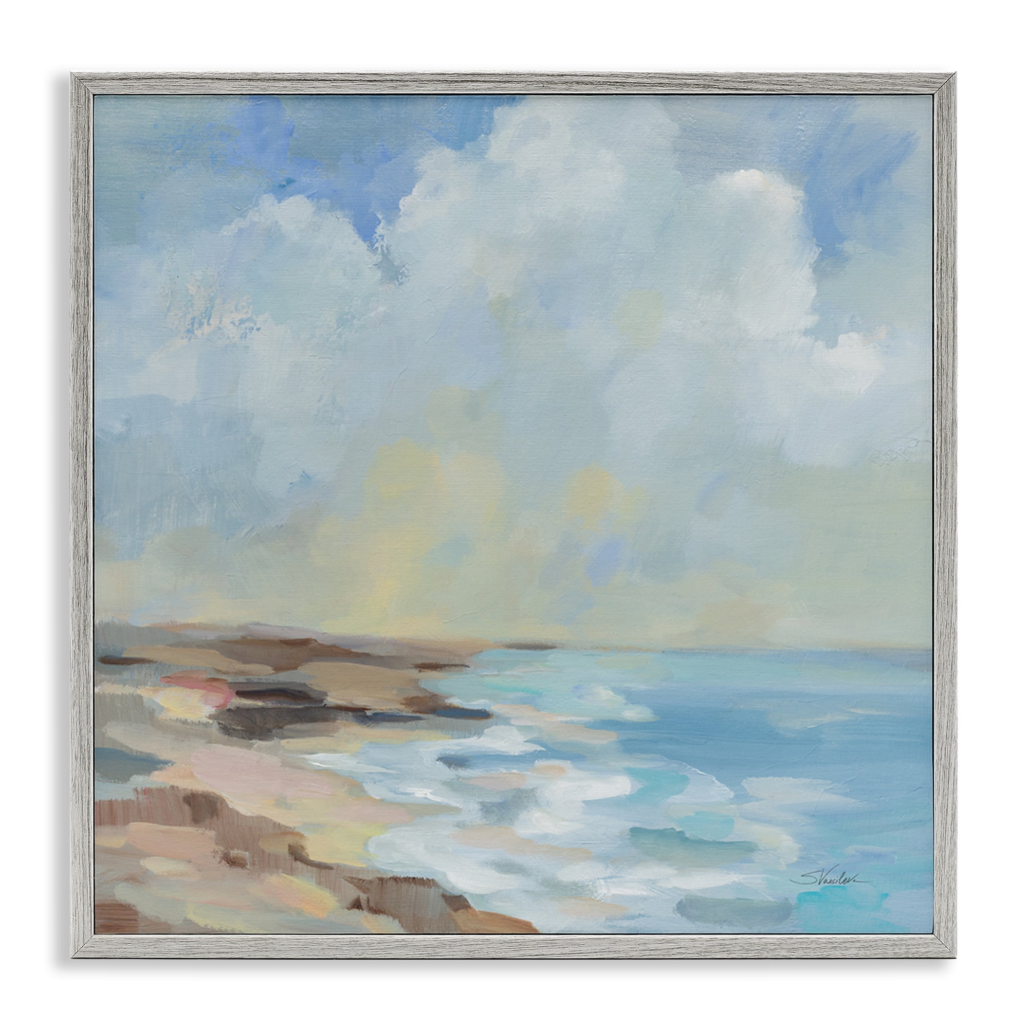 Stupell Industries By The Beach Shore Nautical & Beach Painting Gray ...