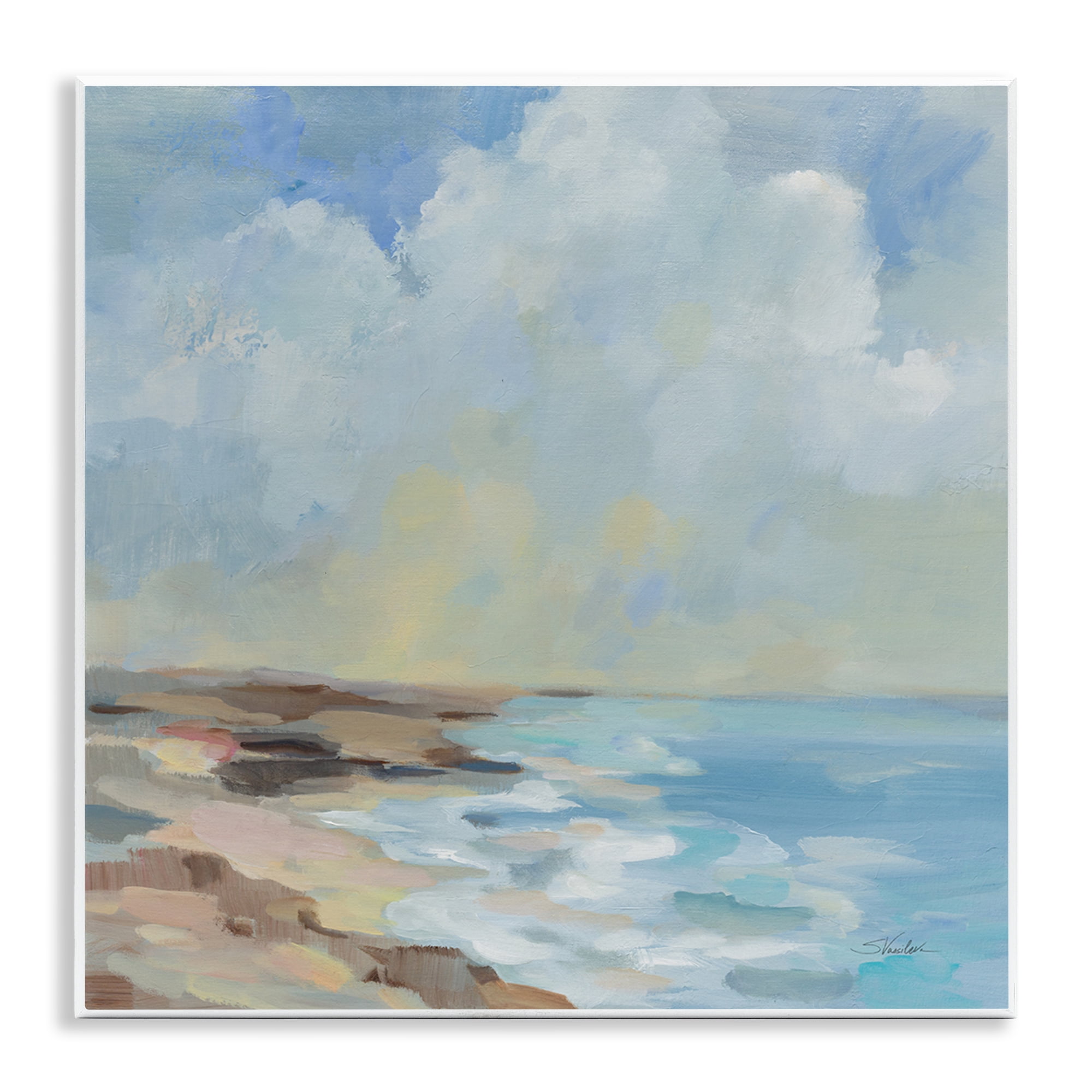 Stupell Industries By The Beach Shore Nautical & Beach Painting Unframed Art Print Wall Art, 12 x 12