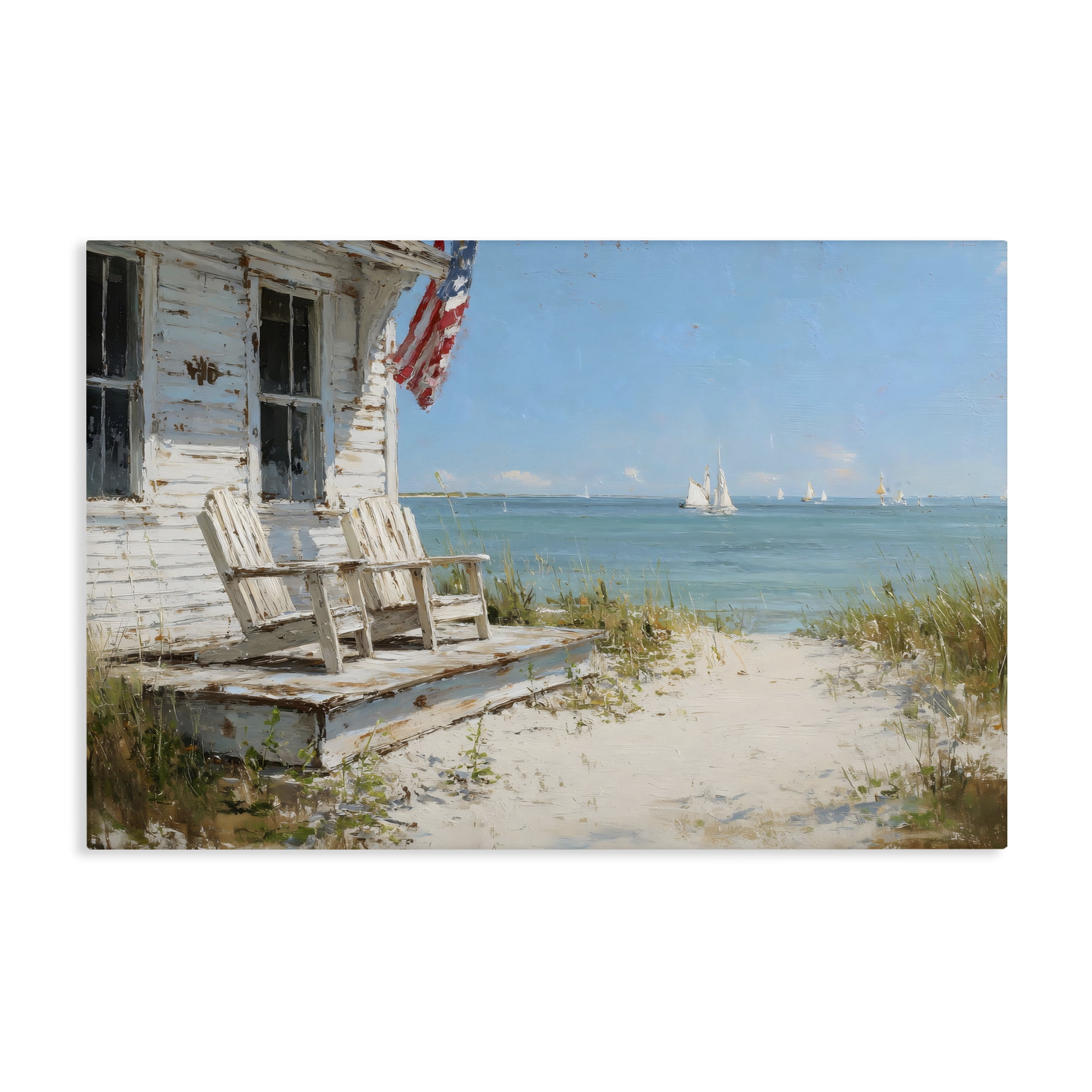 Stupell Industries By The Ocean Cottage Retreat Canvas Wall Art, design by Petal Prints Design